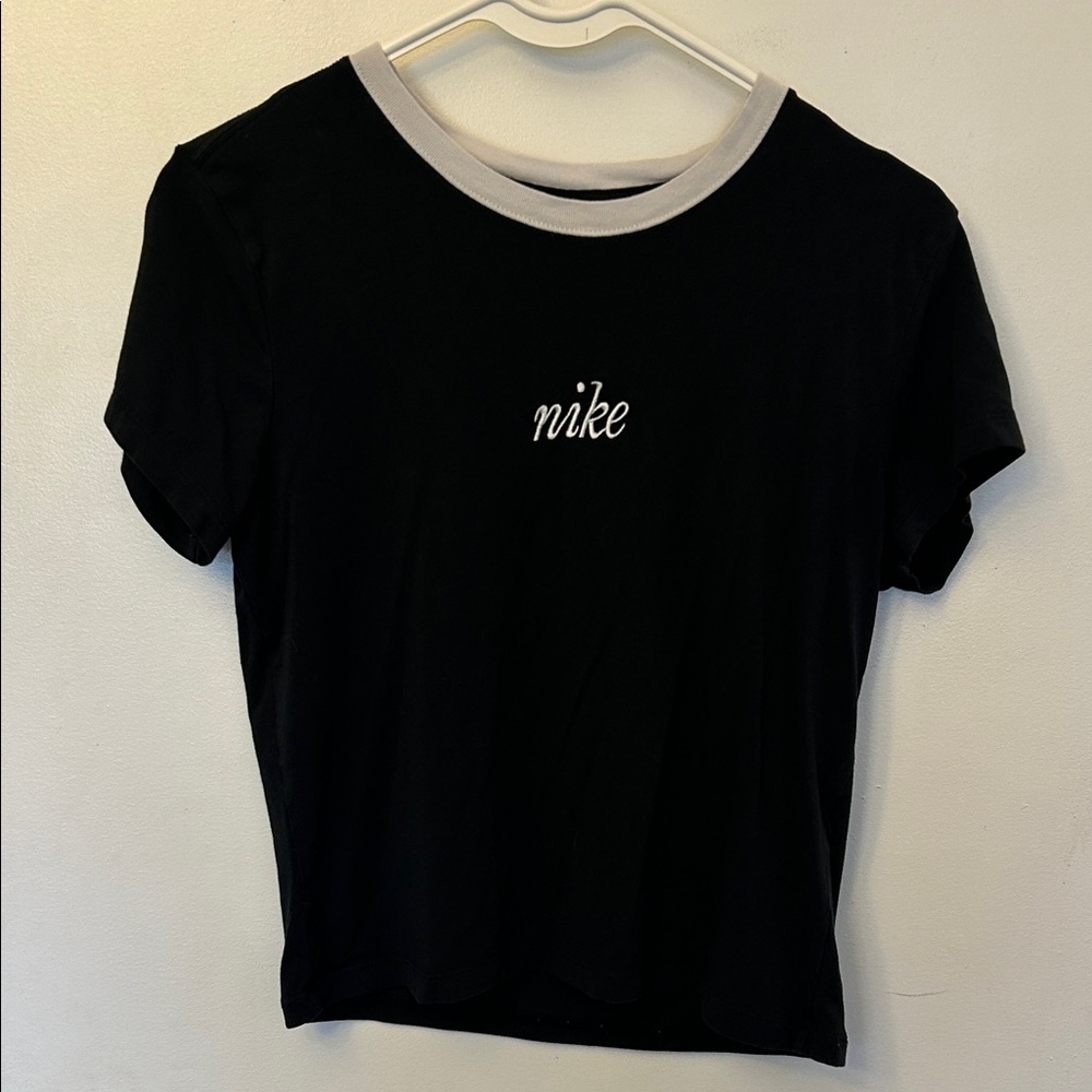 Nike Black Short Sleeve Ringer Tee with White Trim